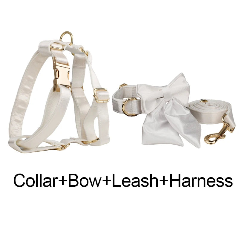 YTYINCN Custom Logo Polyester Dog Collar Leashes Harness Bow Set
