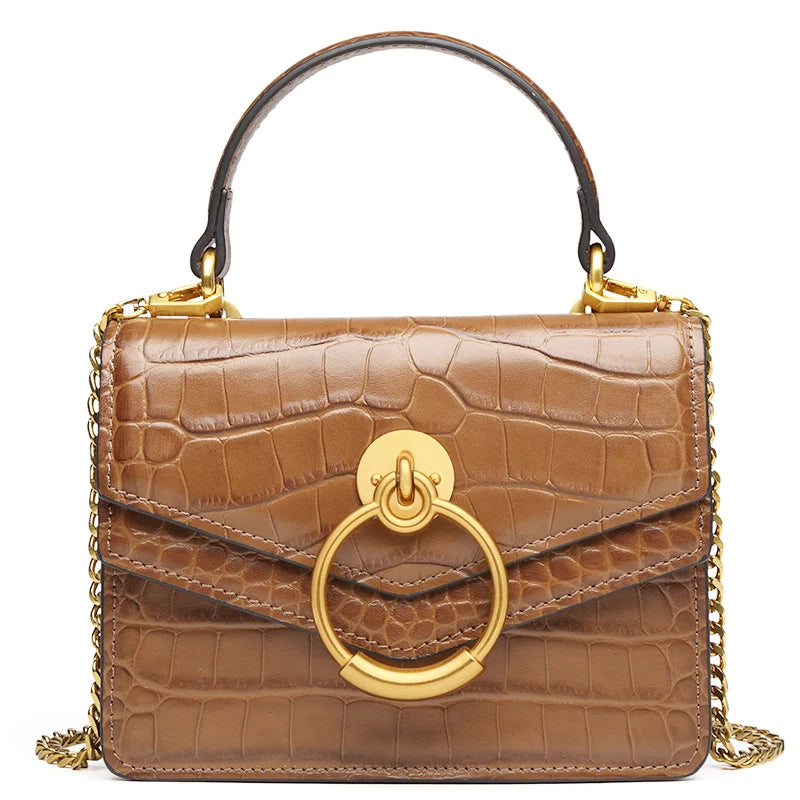 CN Guangdong Genuine Leather Chain Crossbody Bag for Women