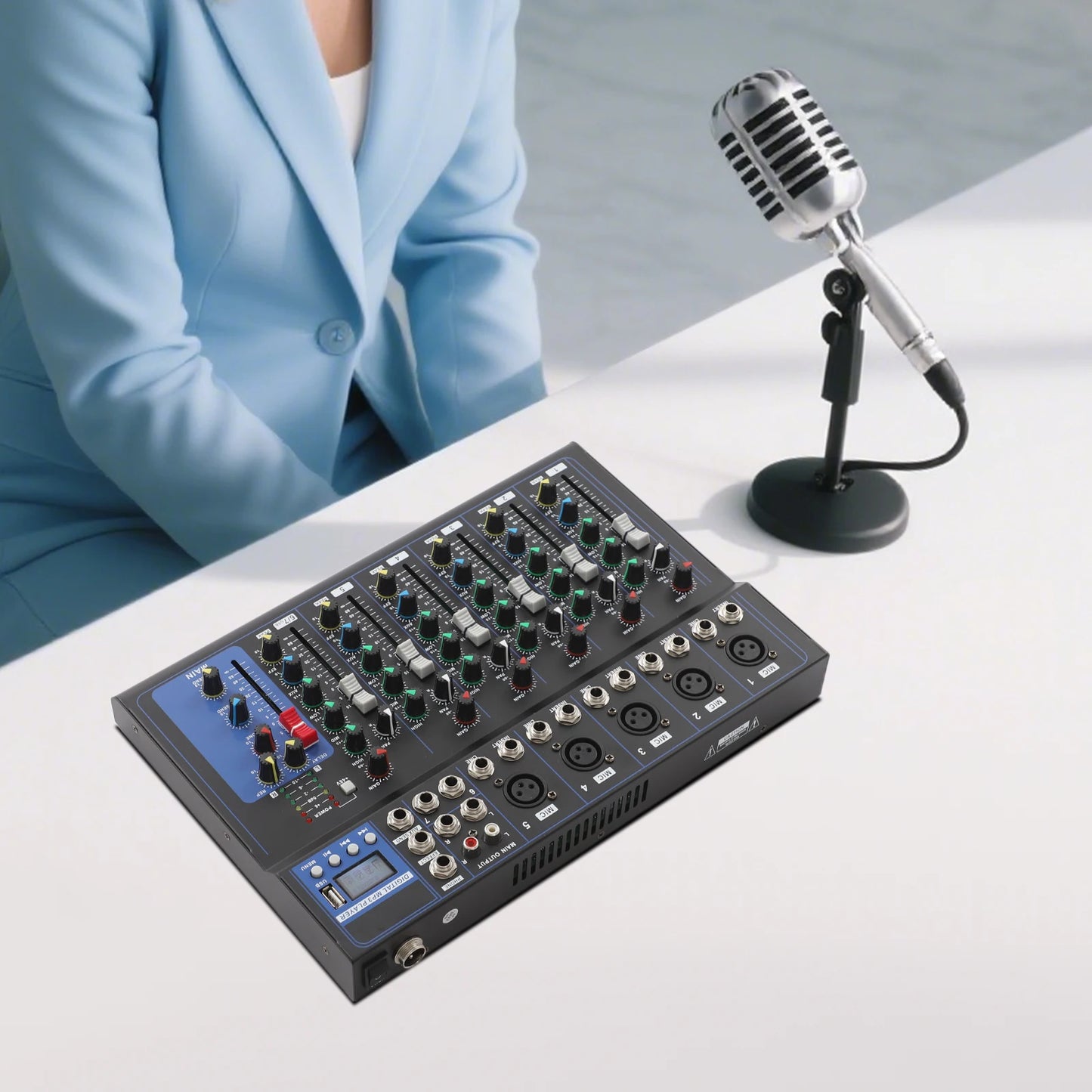 7-channel Audio Mixer Console Professional Dj Audio Mixer Dj Mixing Console For Home Ktv, Music Recording, Webcasting