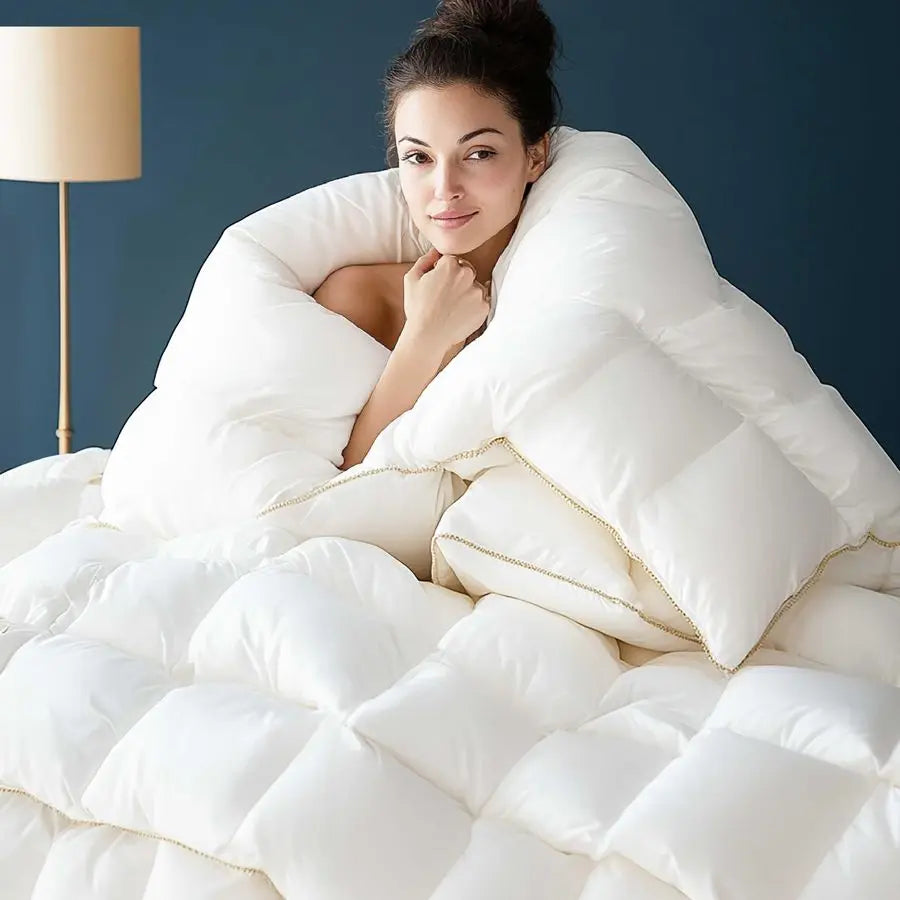 Premium Duck Feather Down Fiber Filled Comforter Duvet Insert Hotel Collection All Season Bedding