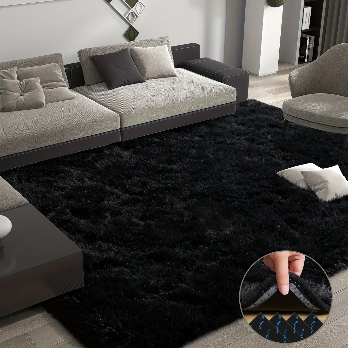 NONEDesign Geometric Plush Area Rug for Living Room Bedroom