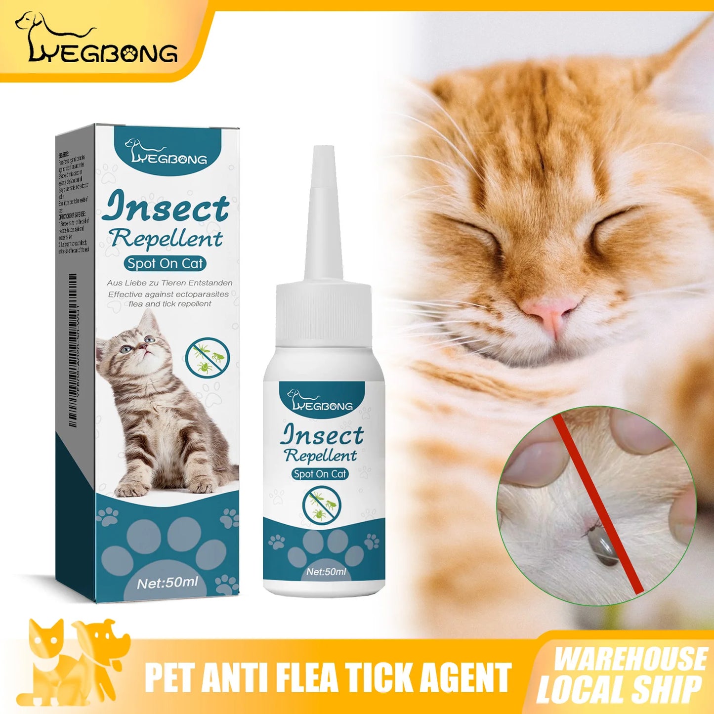 YEGBONG Pet Anti Flea and Tick Drops for Cats and Dogs