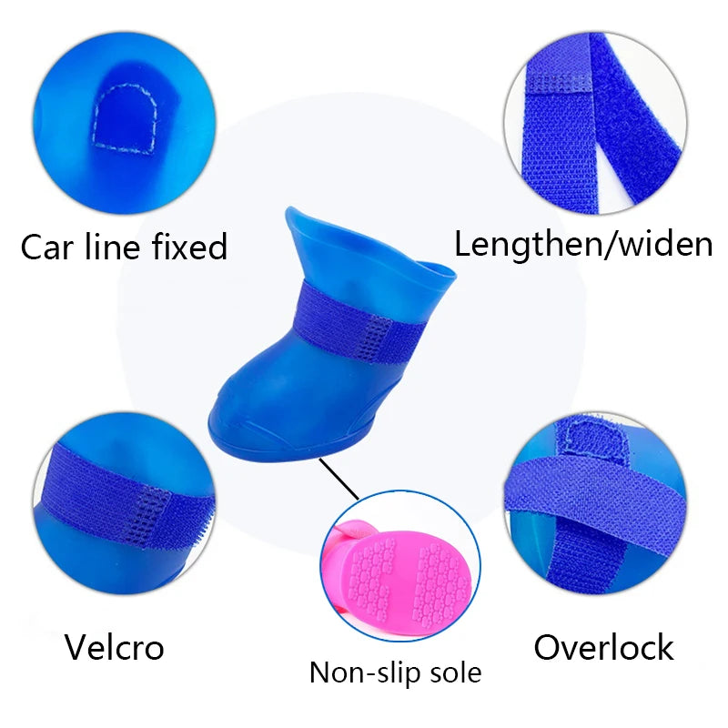 Waterproof Rain Shoes For Dogs And Cats Anti Slip Rubber Boots 4 Pack