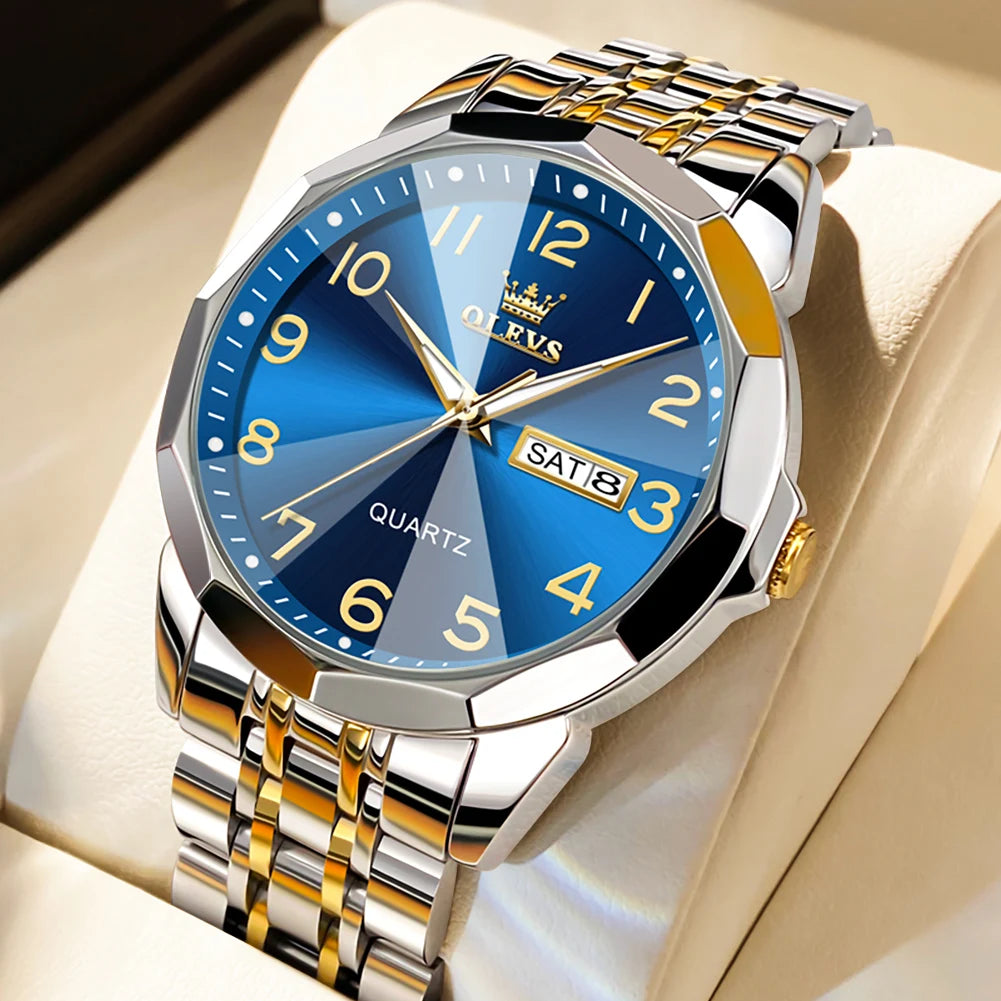 OLEVS Men's Watch Casual Quartz Stainless Steel Luminous Date