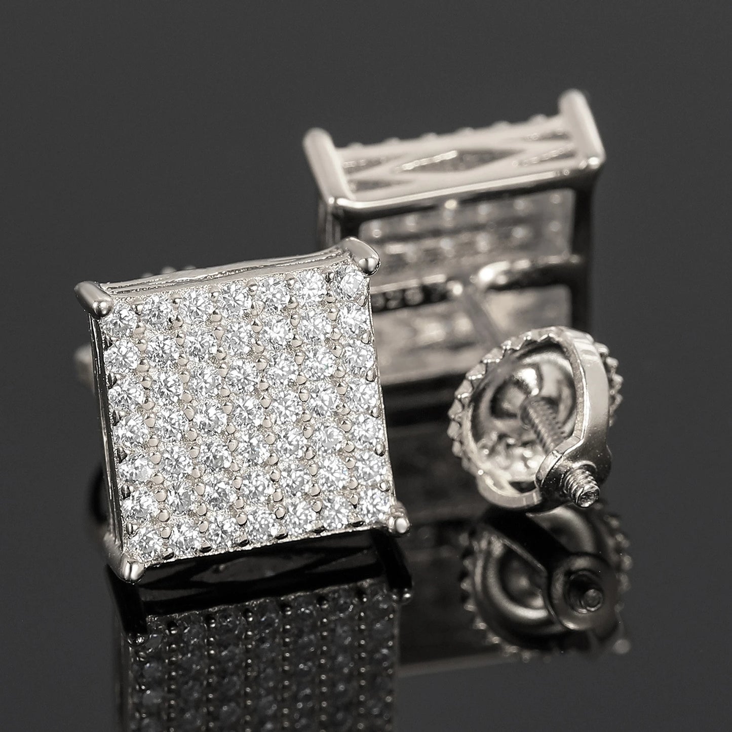 ICEOUTBOX Square Moissanite Stud Earrings 925 Sterling Silver