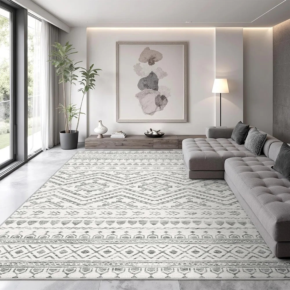 Moroccan Style Washable Microfiber Polyester Durable MachineMade Rug Living Room