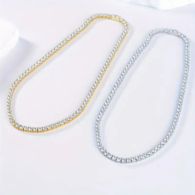 Moissanite Tennis Necklace 925 Sterling Plated Jewelry