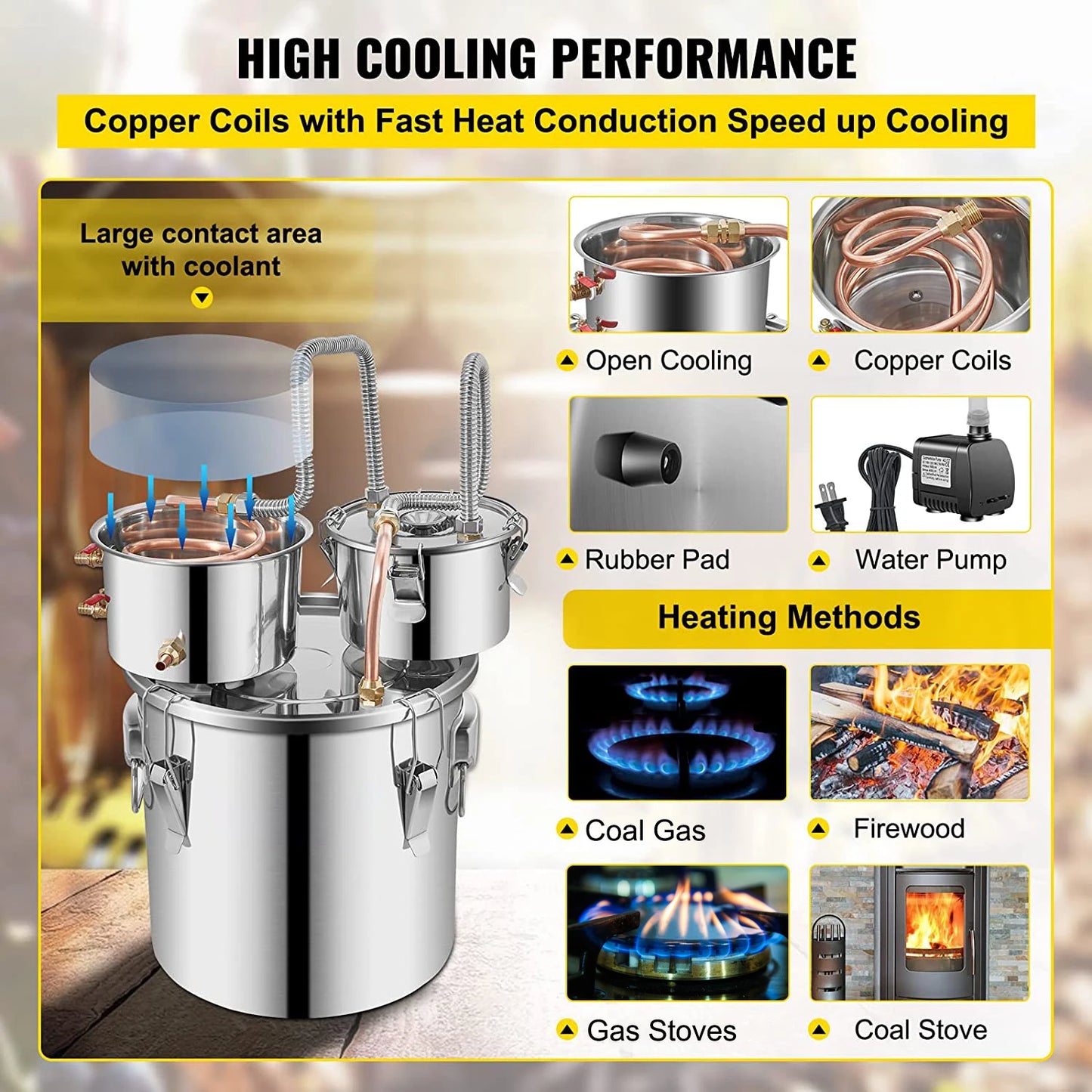 SucceBuy Premium Alcohol Distiller Stainless Steel Moonshine Still For Homebrewers