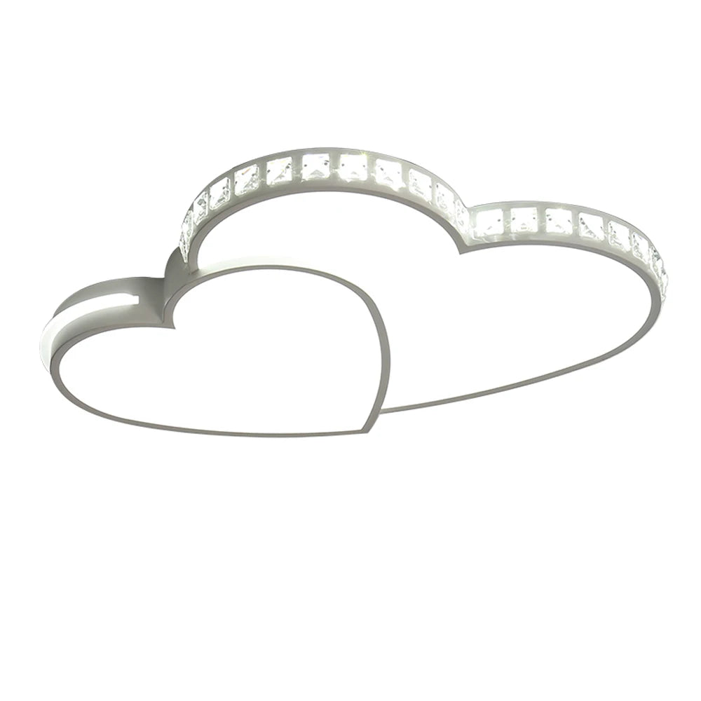 Modern Heart Shaped Ceiling Light Crystal LED Flush Mount For Kids And Living Room