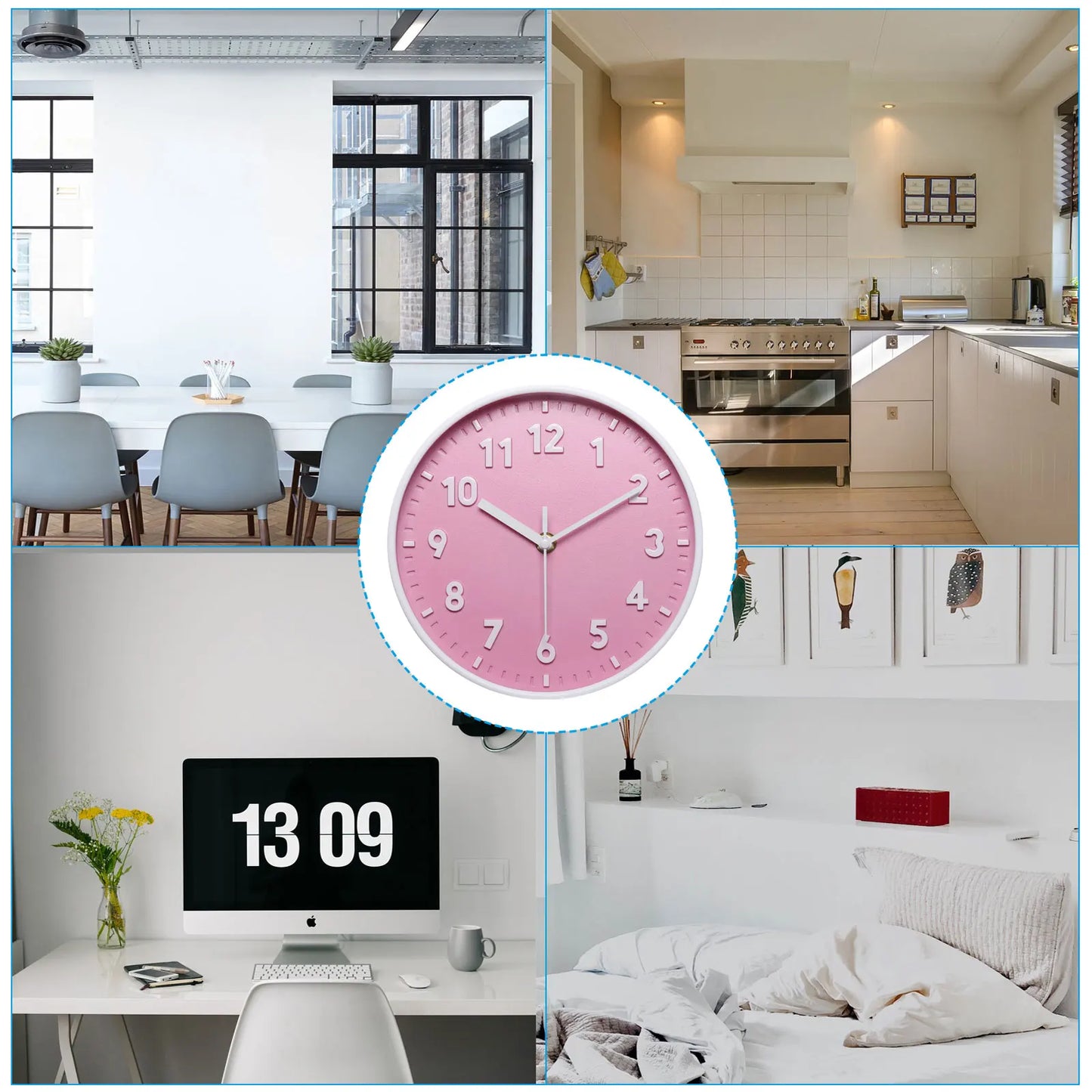 UXCELL Quartz Silent 3D Numeral Round Wall Clock Battery Operated For Office And Bedroom