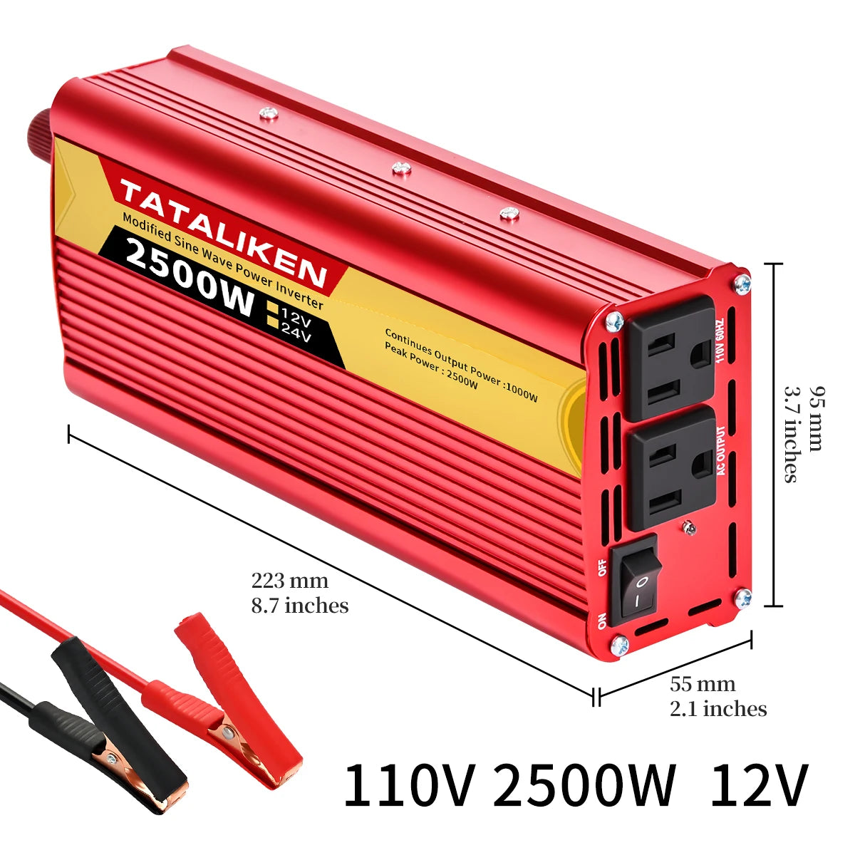 Tataliken 600W-2500W Inverter 12V/24V To 110V 60Hz VehicleMounted Household OffGridReady