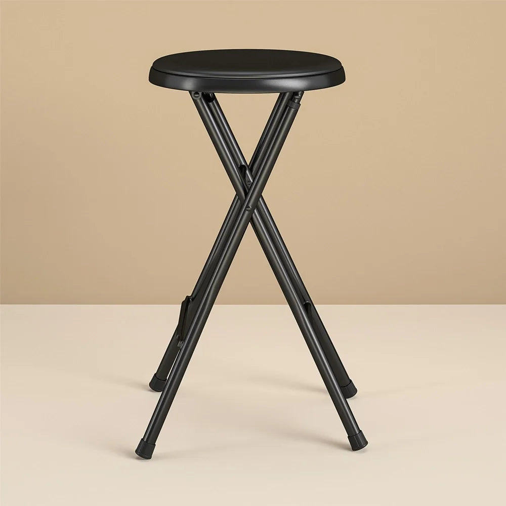Folding Metal Stool Slip-Resistant Padded ErgonomicallyDesigned Portable Seating Indoor Use