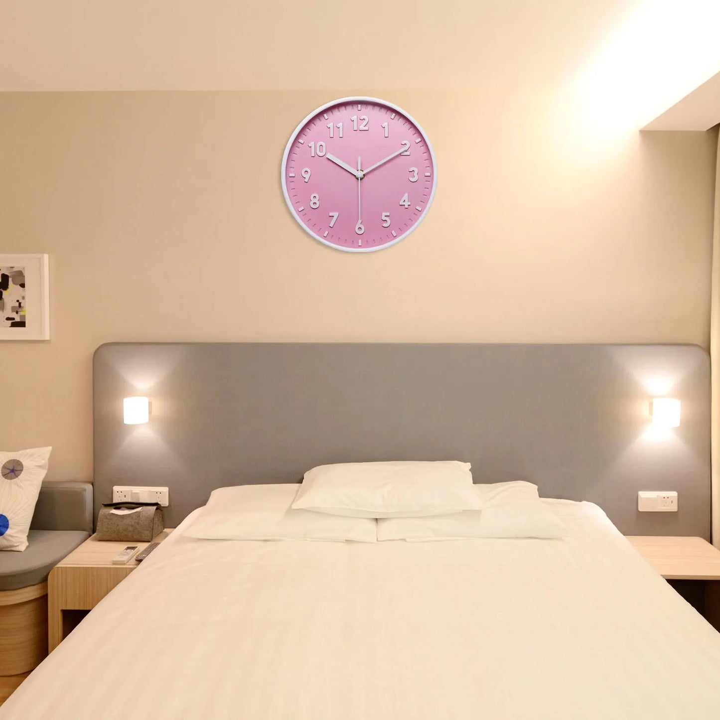 UXCELL Quartz Silent 3D Numeral Round Wall Clock Battery Operated For Office And Bedroom