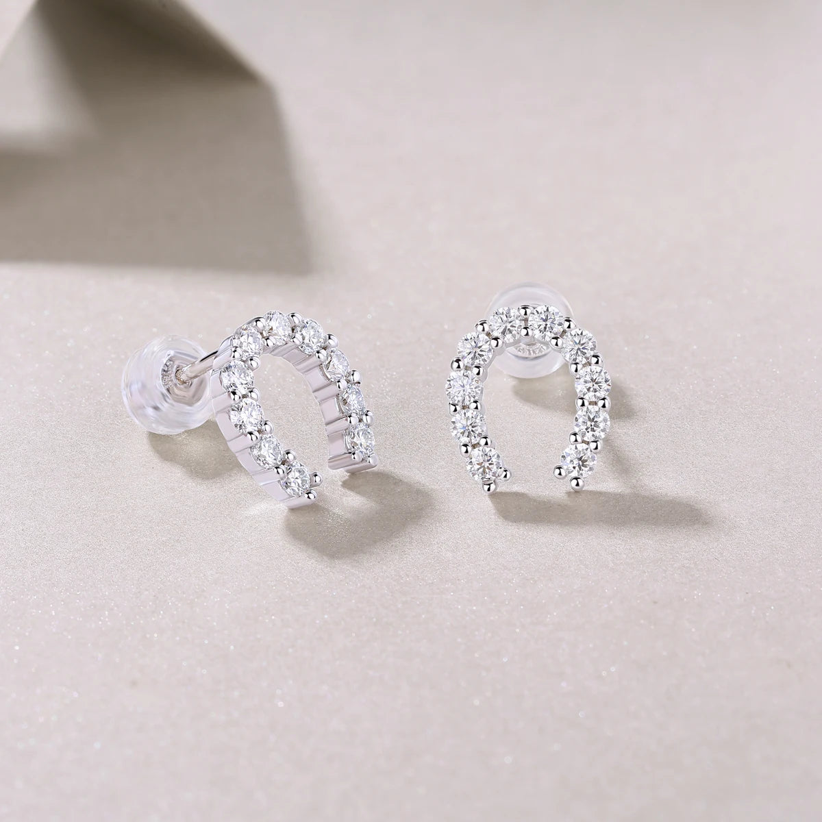 JIUZUAN Moissanite Hoop Earrings 925 Sterling Silver 18K Gold Plated