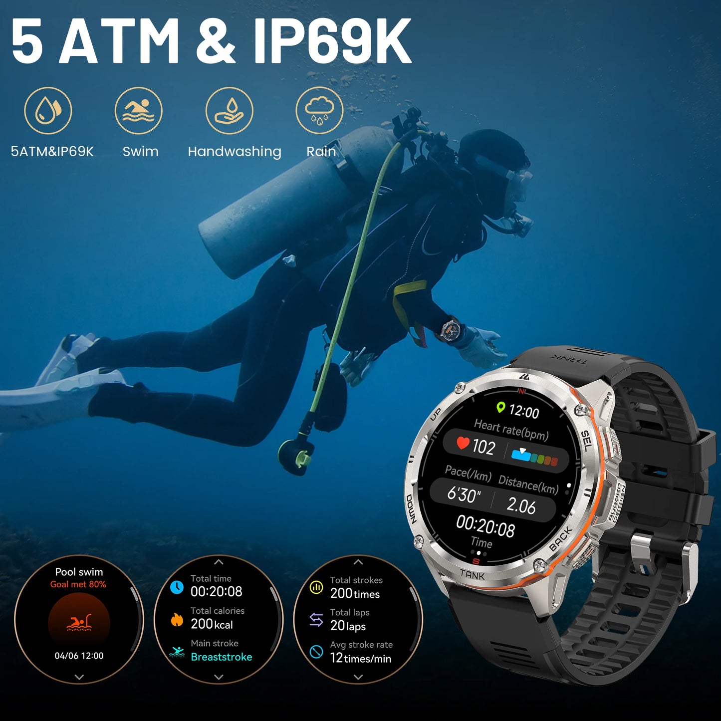 KOSPET Tank T3 Ultra GPS Smartwatch for Men Altimeter Barometer