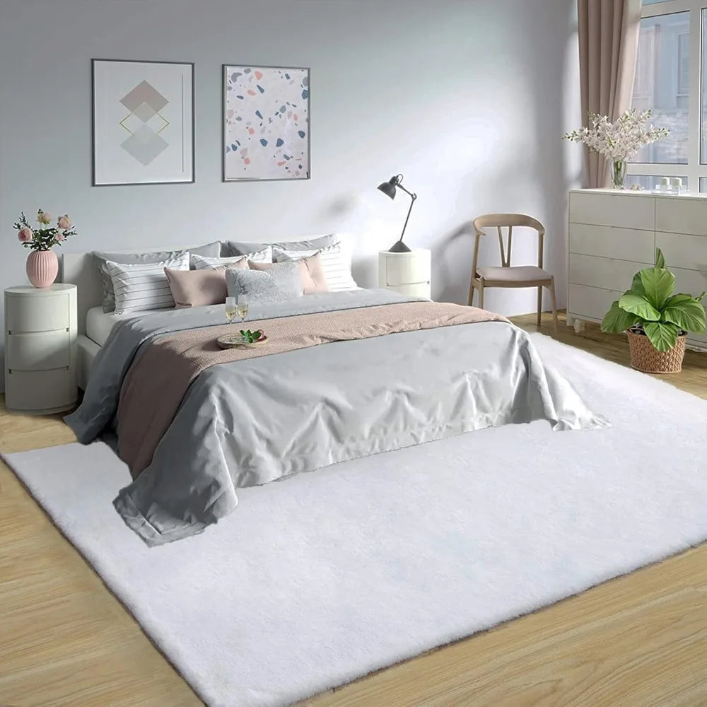 Premium Ultrasoft Hypoallergenic Durable FauxFur Rabbit Fur IndustrialWashed Washable Rug