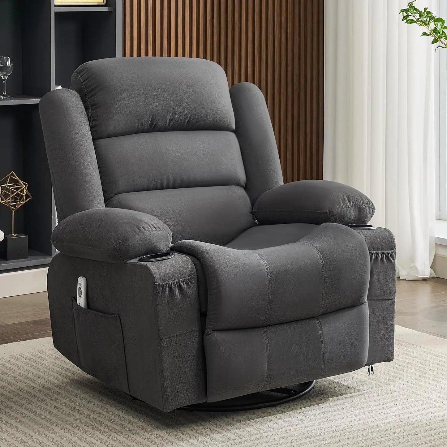 Rocker Recliner Chair With Heat And Massage 360 Swivel
