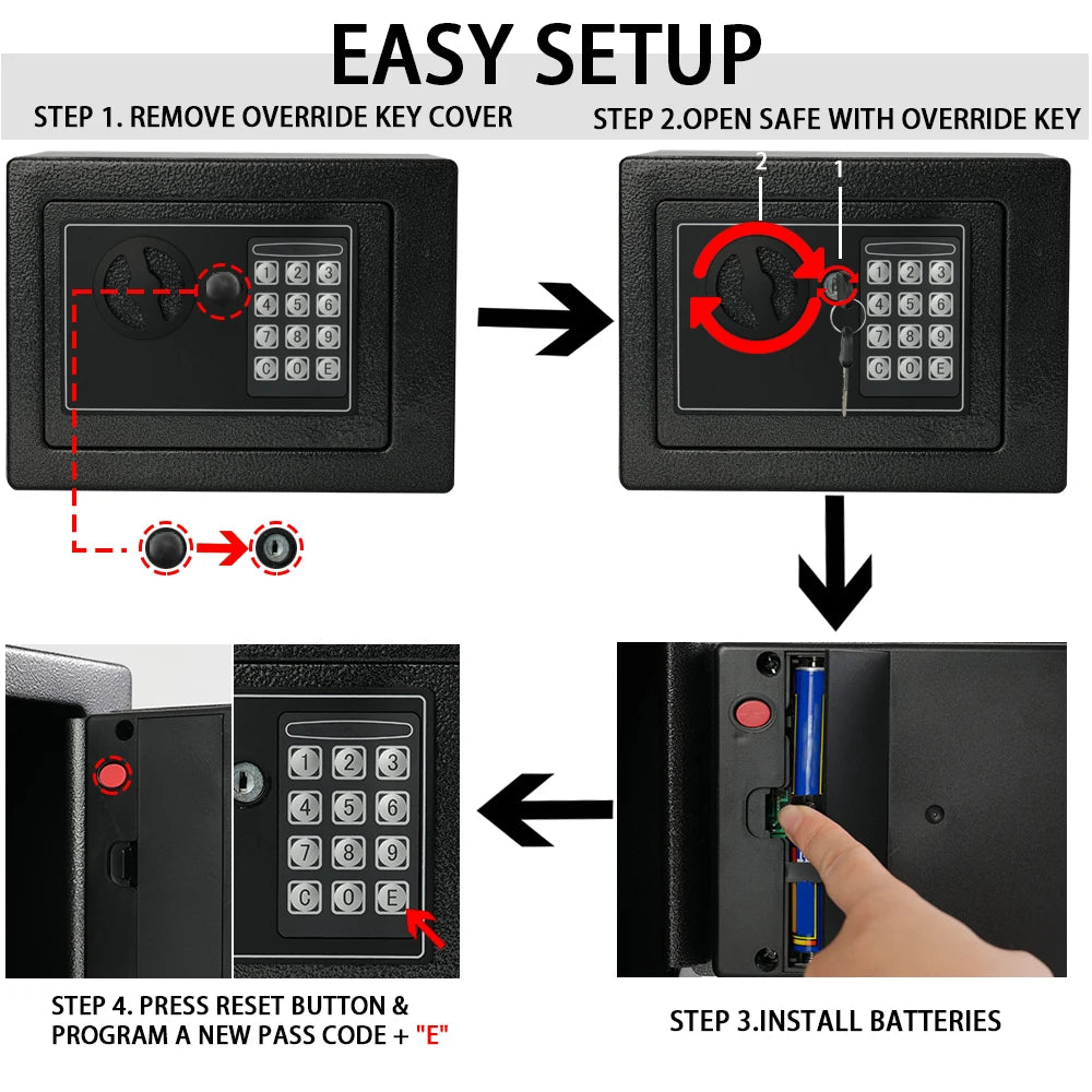 Fireproof Safe With Digital Keypad Sensor Light Adjustable Shelf