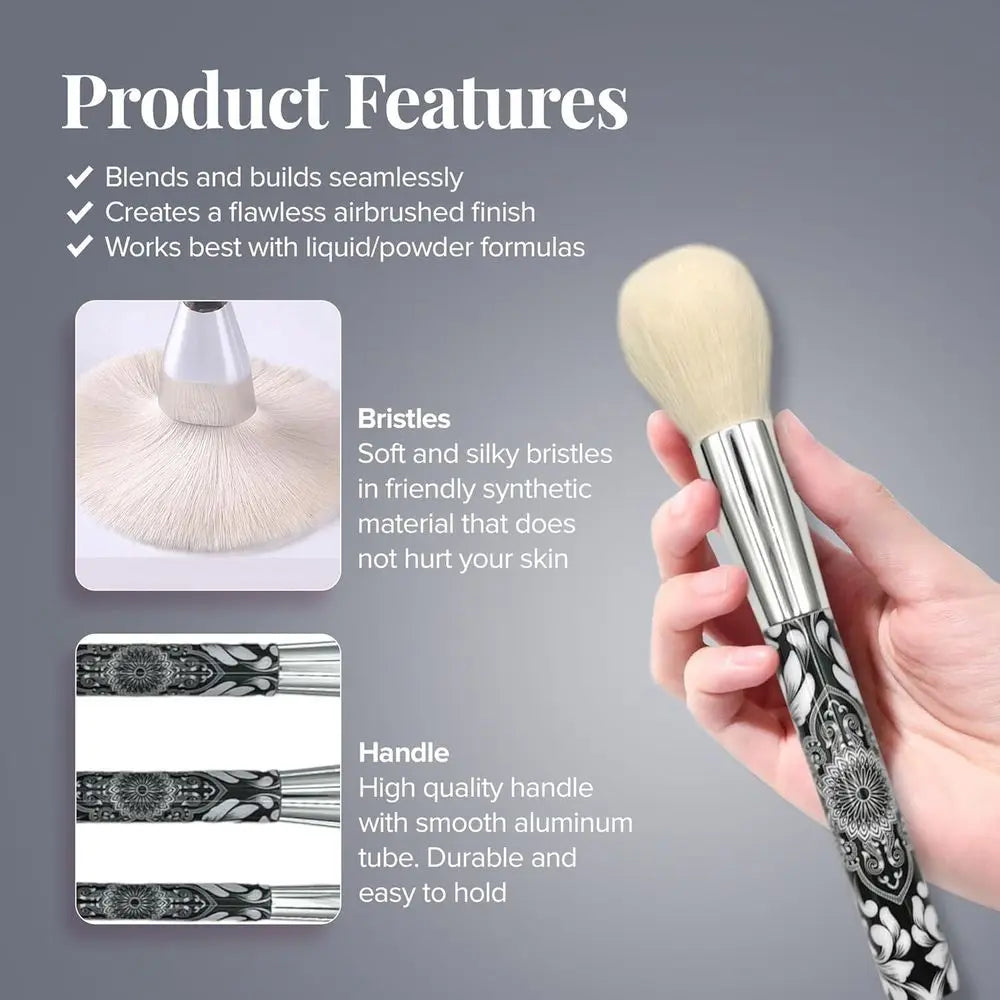 12pc Makeup Brush Set | Natural Hair-Like Professional Makeup Brushes | Comes With CollectBox & Elegant Black Leather Storage Po