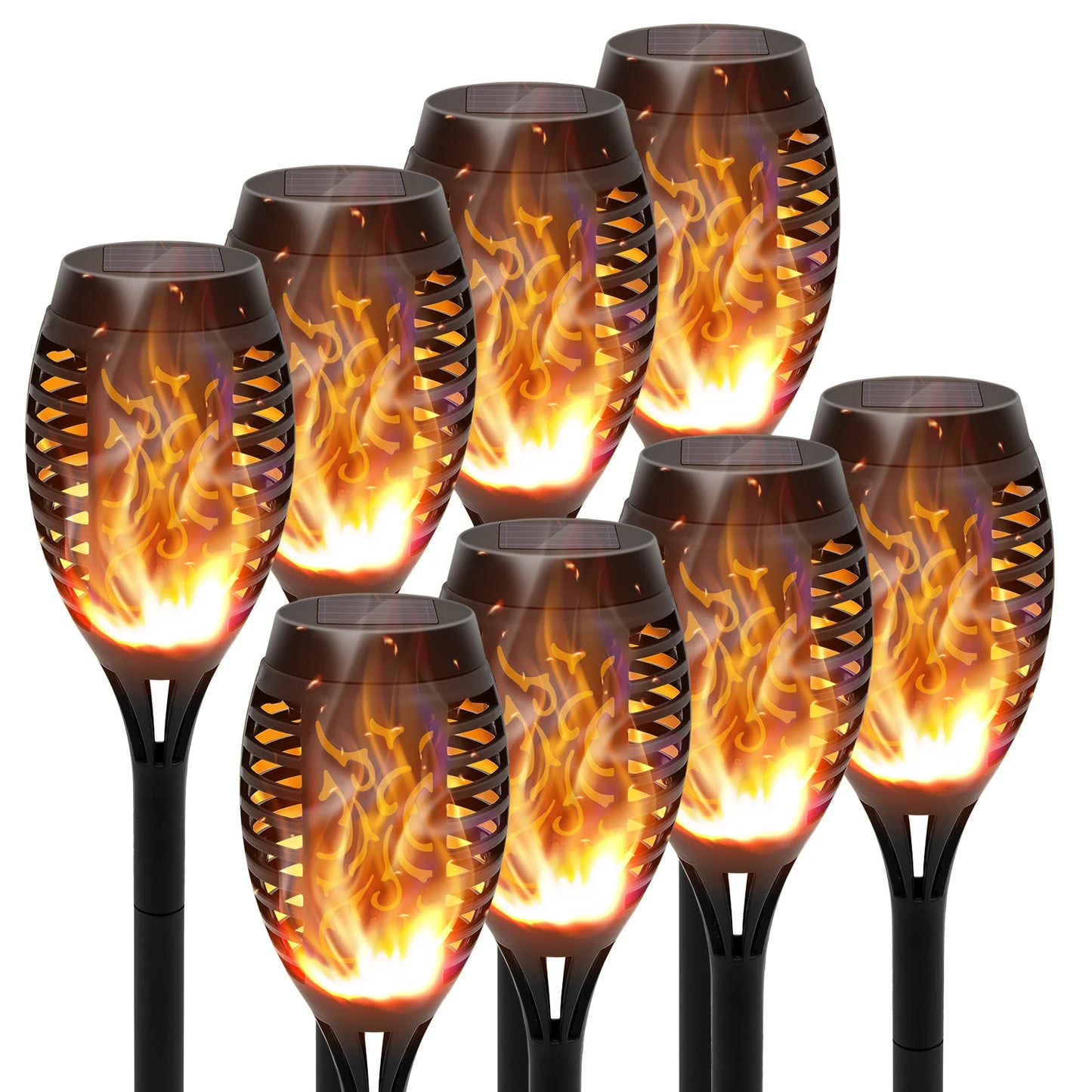 Solar Torch Lights With Flickering Flame Waterproof Outdoor Garden Path