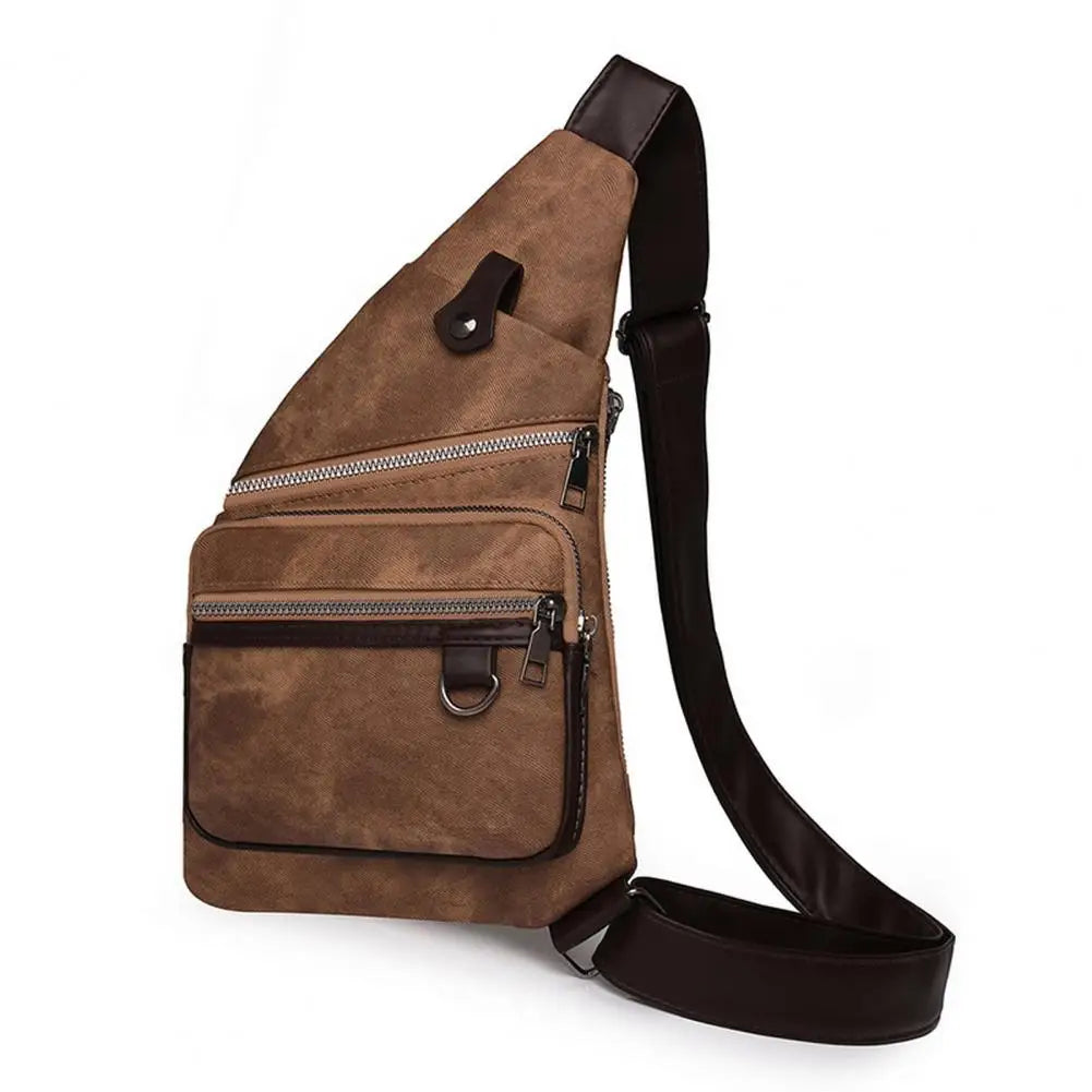 Unisex PU Leather Chest Bag Crossbody Anti Theft Shoulder Bag