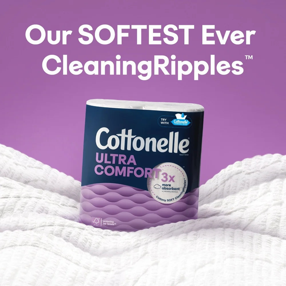 Ultra Comfort Soft Toilet Paper 2 Ply 12 Mega Rolls Absorbent FSC Certified Virgin Wood Pulp