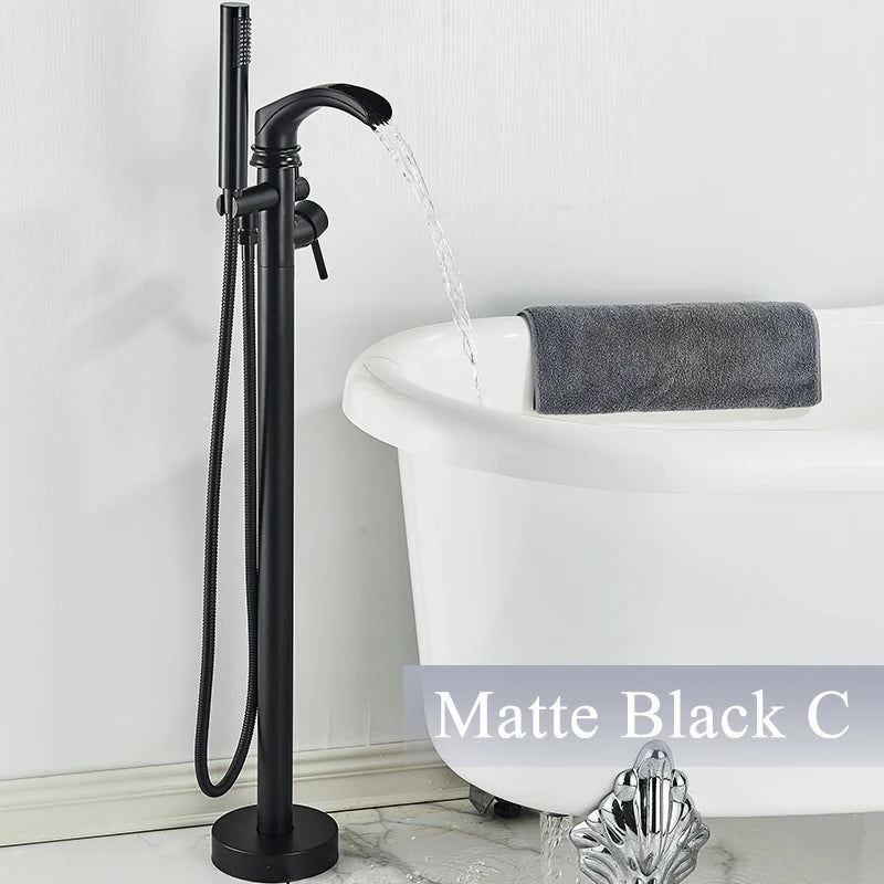 Rozin Floor Standing Bathtub Faucet With Swivel Spout Dual Control