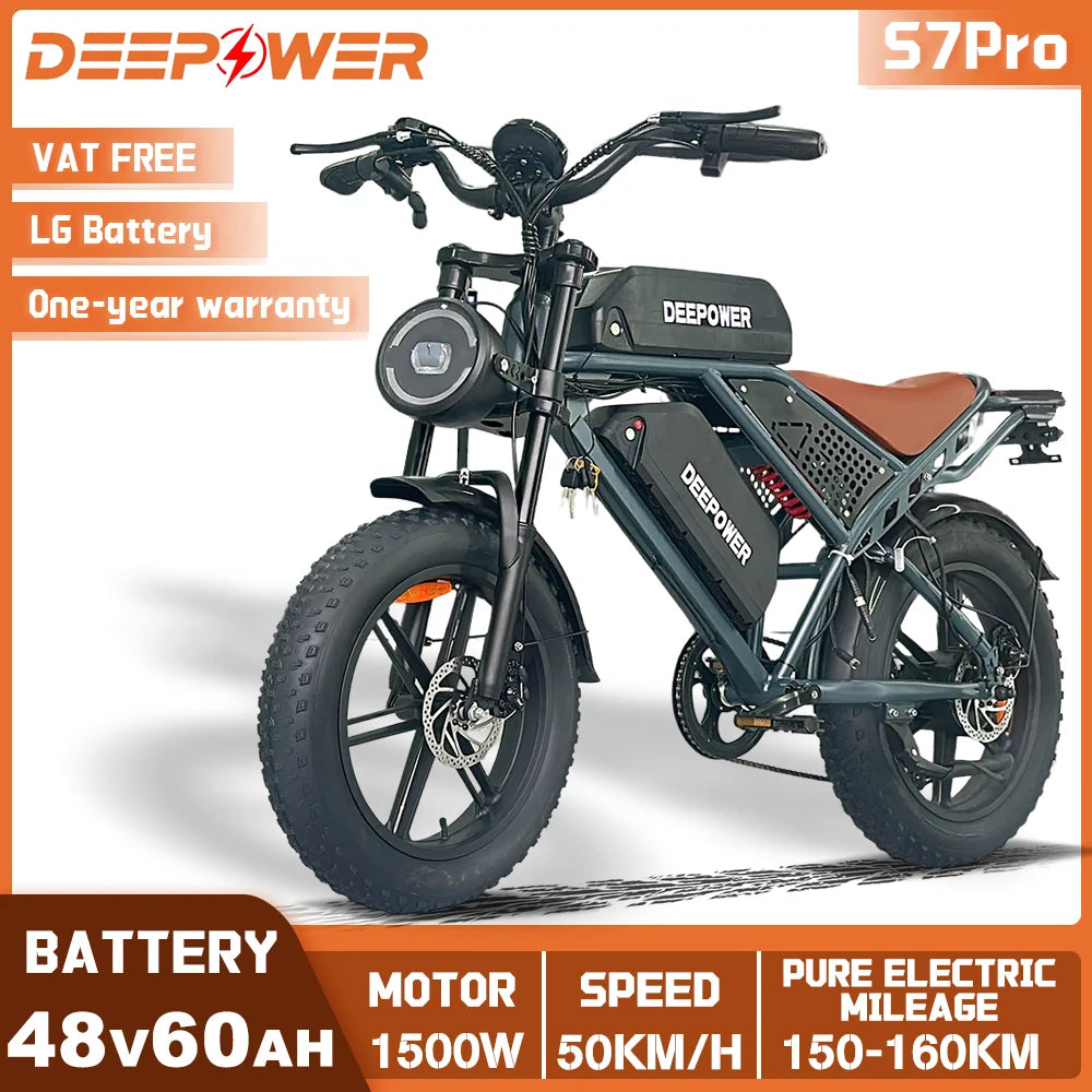 DEEPOWER S7Pro Off Road Electric Bike 1500W 48V LG Battery