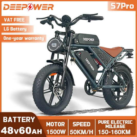 DEEPOWER S7Pro Off Road Electric Bike 1500W 48V LG Battery
