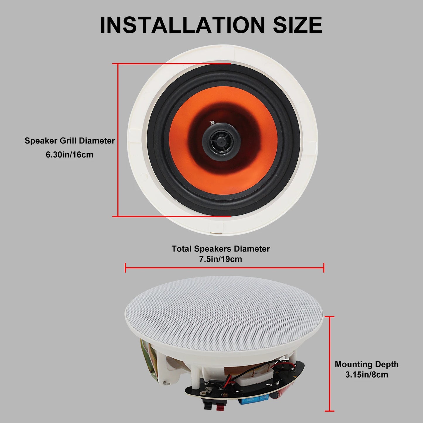 Herdio Ceiling Bluetooth Speaker 300W Recessed Home Audio System