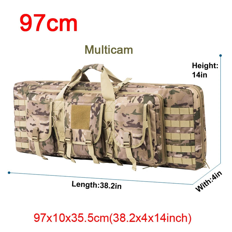 LQARMY Tactical Double Rifle Case With Molle Backpack Gun Bag