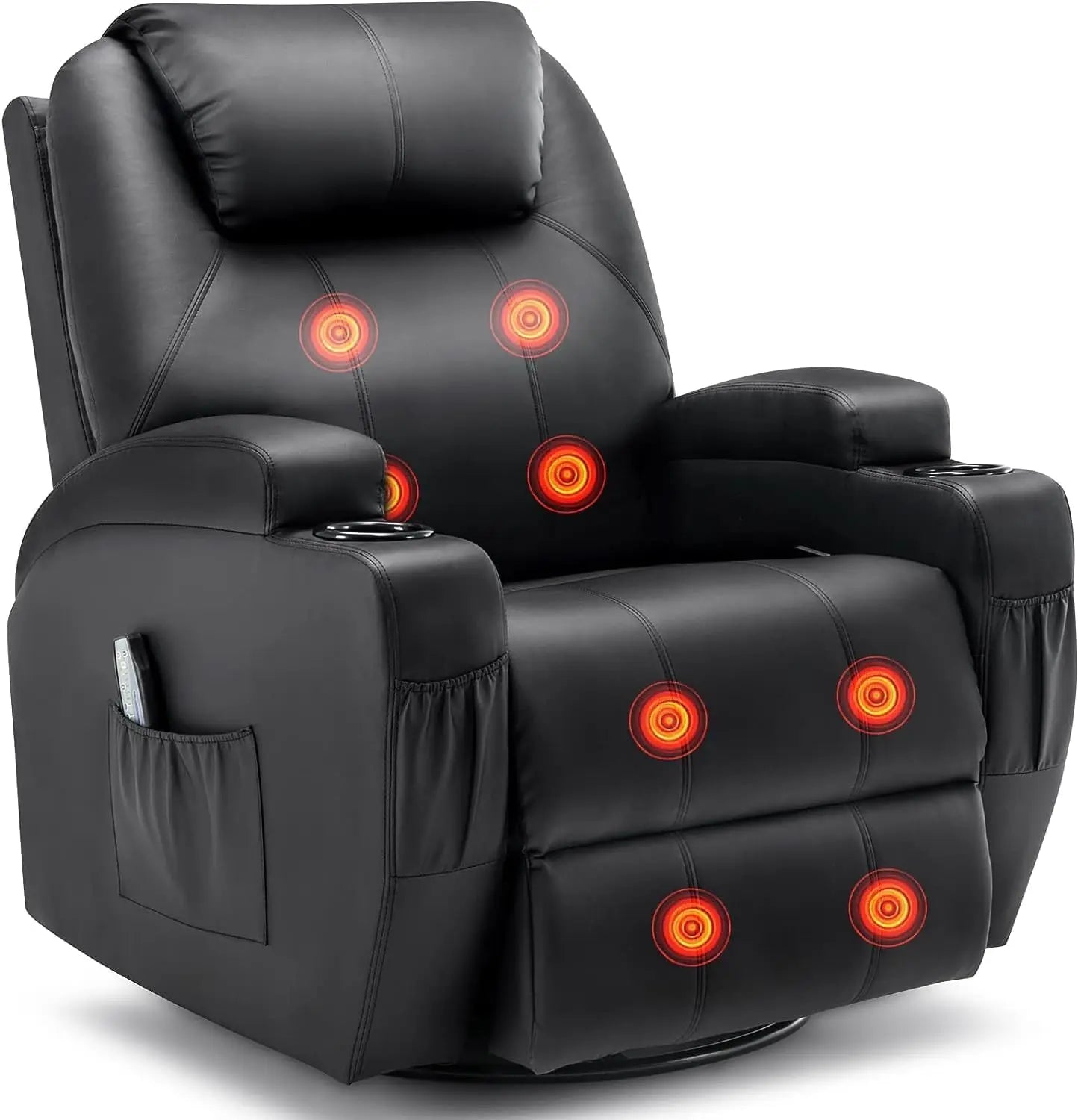 KORSER Recliner Chair With Massage And Heat 360 Degree Swivel Rocker With Remote Control Cup Holder For Living Room