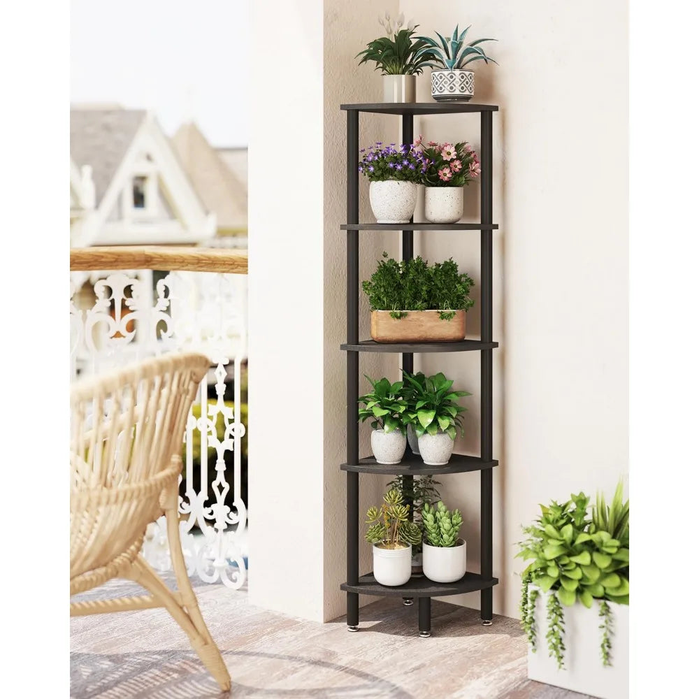 IBUYKEM 5 Tier Corner Shelf Stand Industrial Display Rack