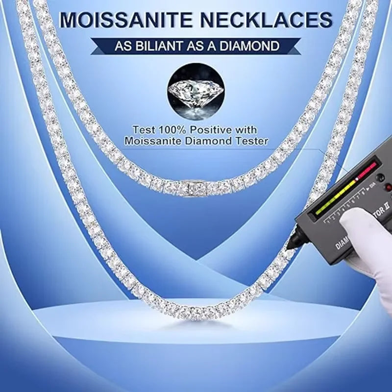 GIA Certified Moissanite Necklace Sterling Silver 925