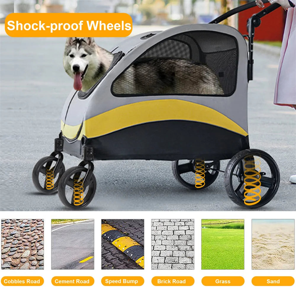 Dog Stroller Pram 4 Wheel Foldable Travel Jogger Wagon