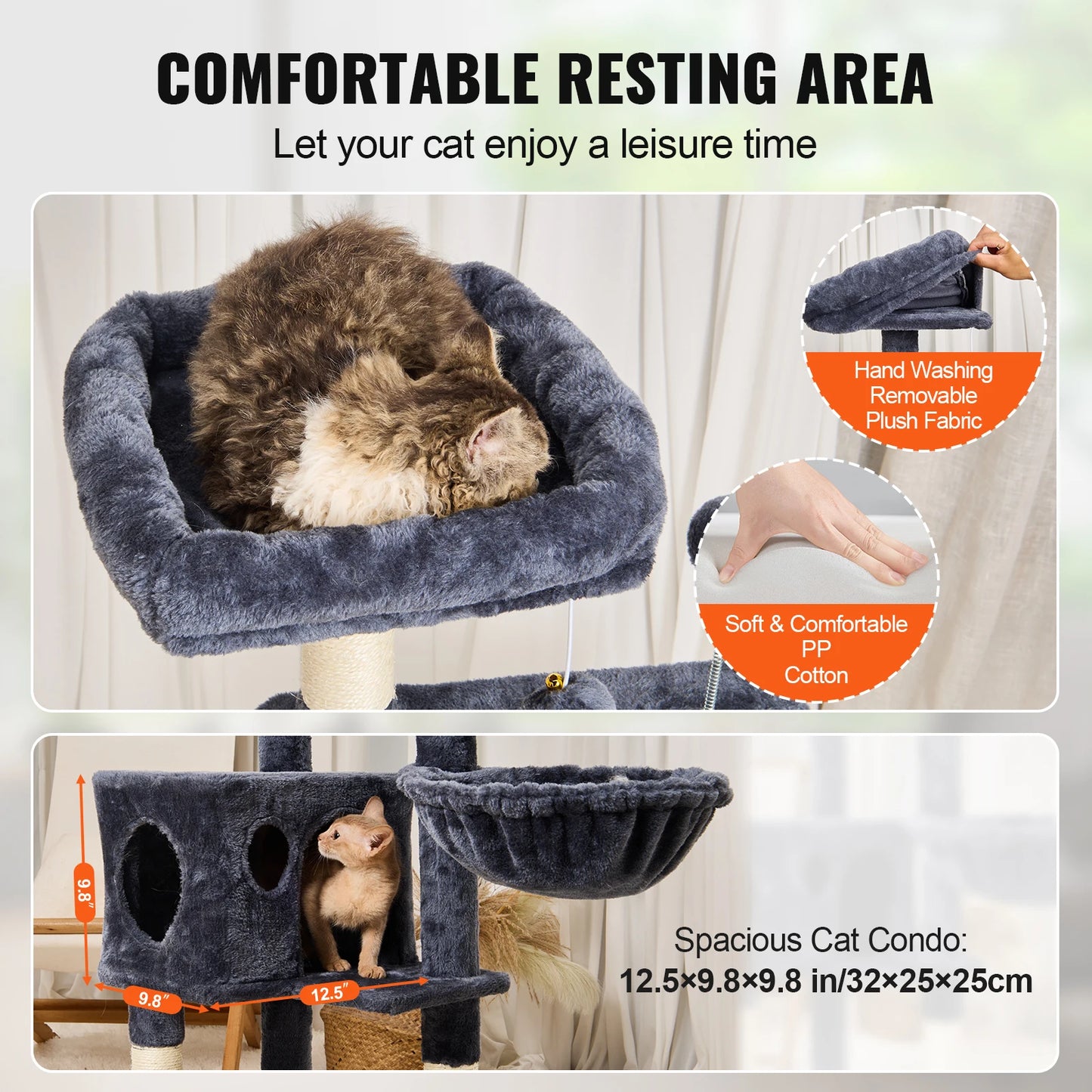 NONECN Cat Tree With Condo And Scratching Post For Cats