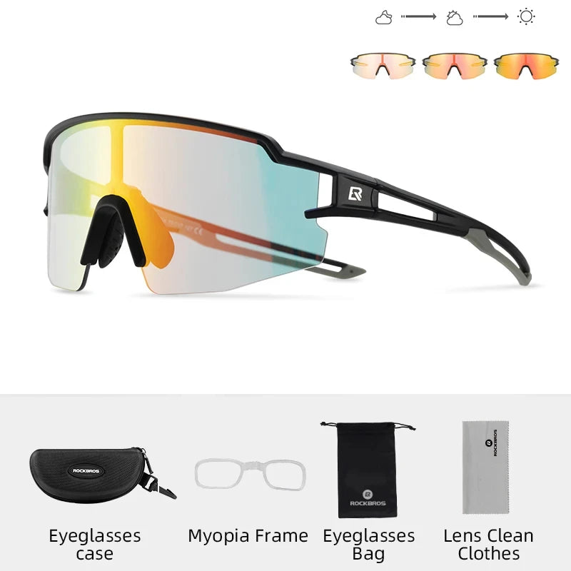 ROCKBROS Cycling Glasses Photochromic Polarized Lenses UV400 Protection Eyewear Elite