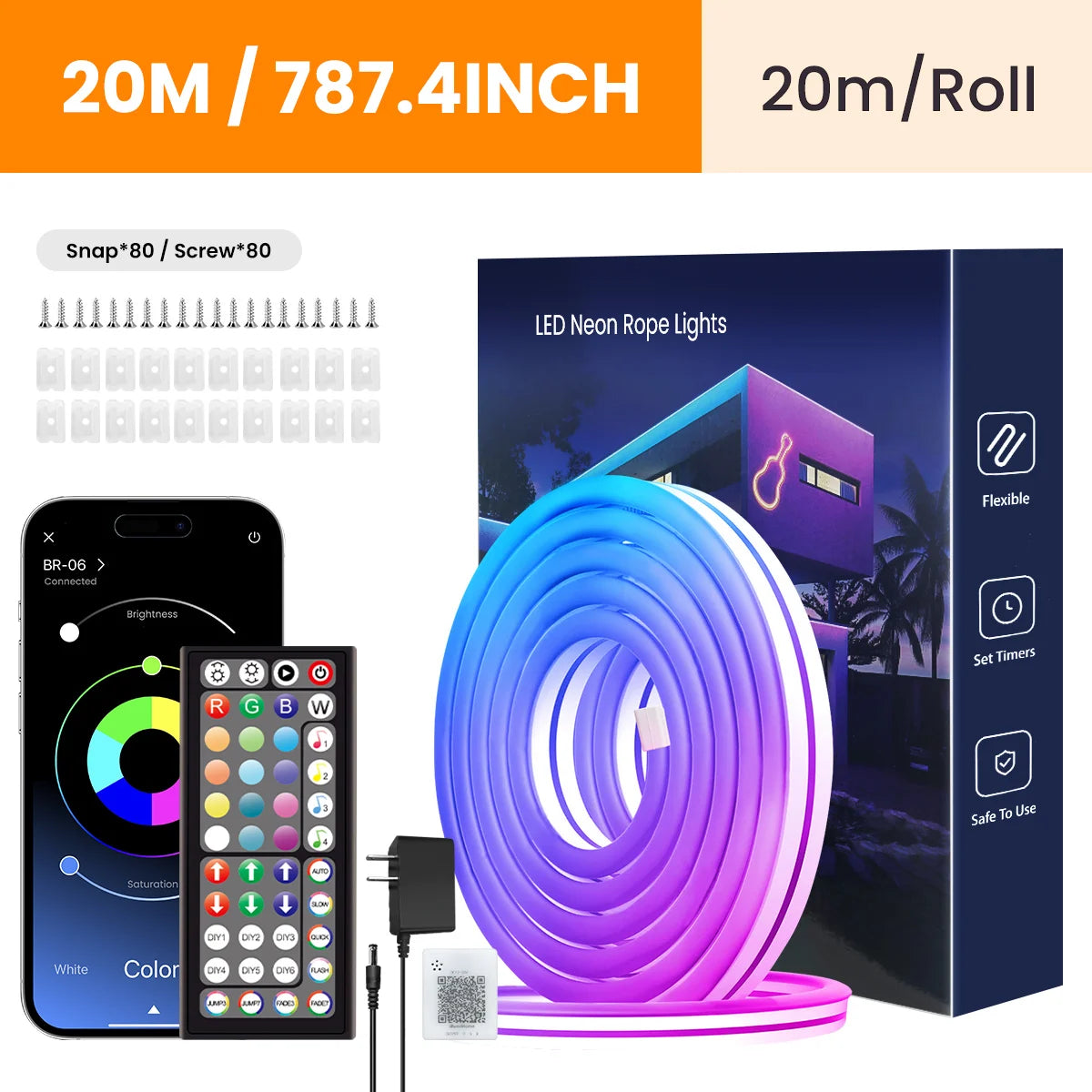 Aiopp Neon LED Rope Lights RGB Strip With Remote App