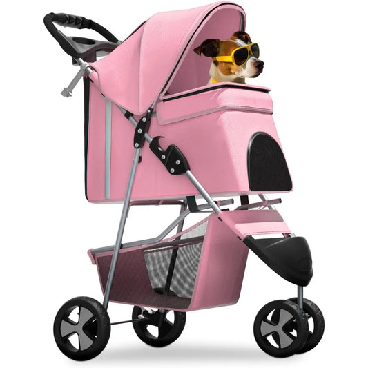 3-Wheel Pet Stroller Foldable Travel Jogger for Dogs and Cats