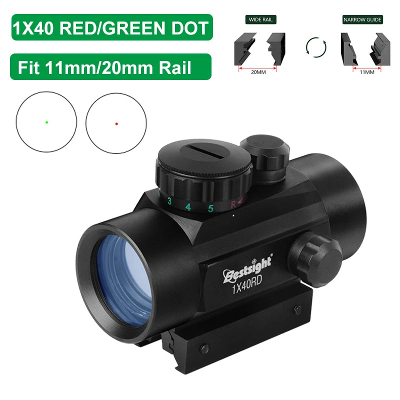 Bestsight 1x40 Red Dot Sight 11 20mm Rails Airsoft