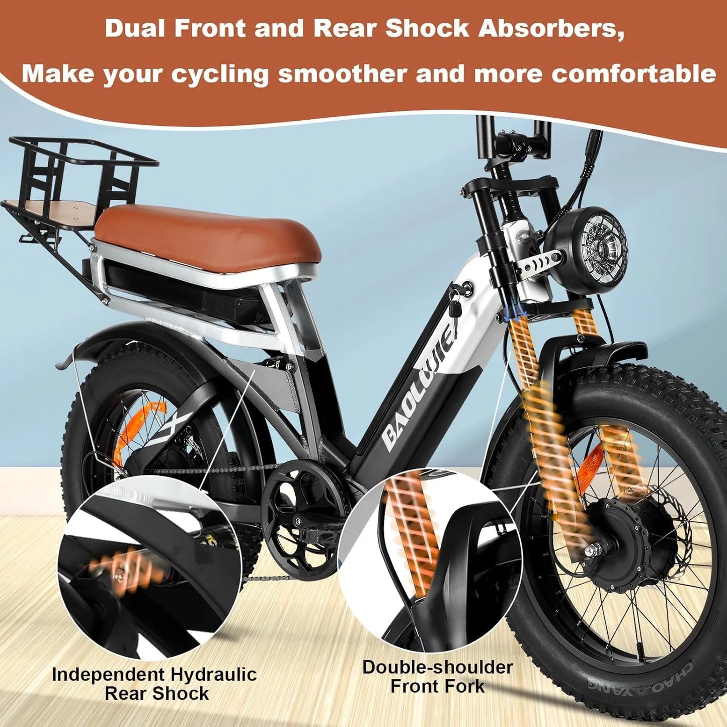 Baolujie Dual Motor 2000W Electric Bike Full Suspension