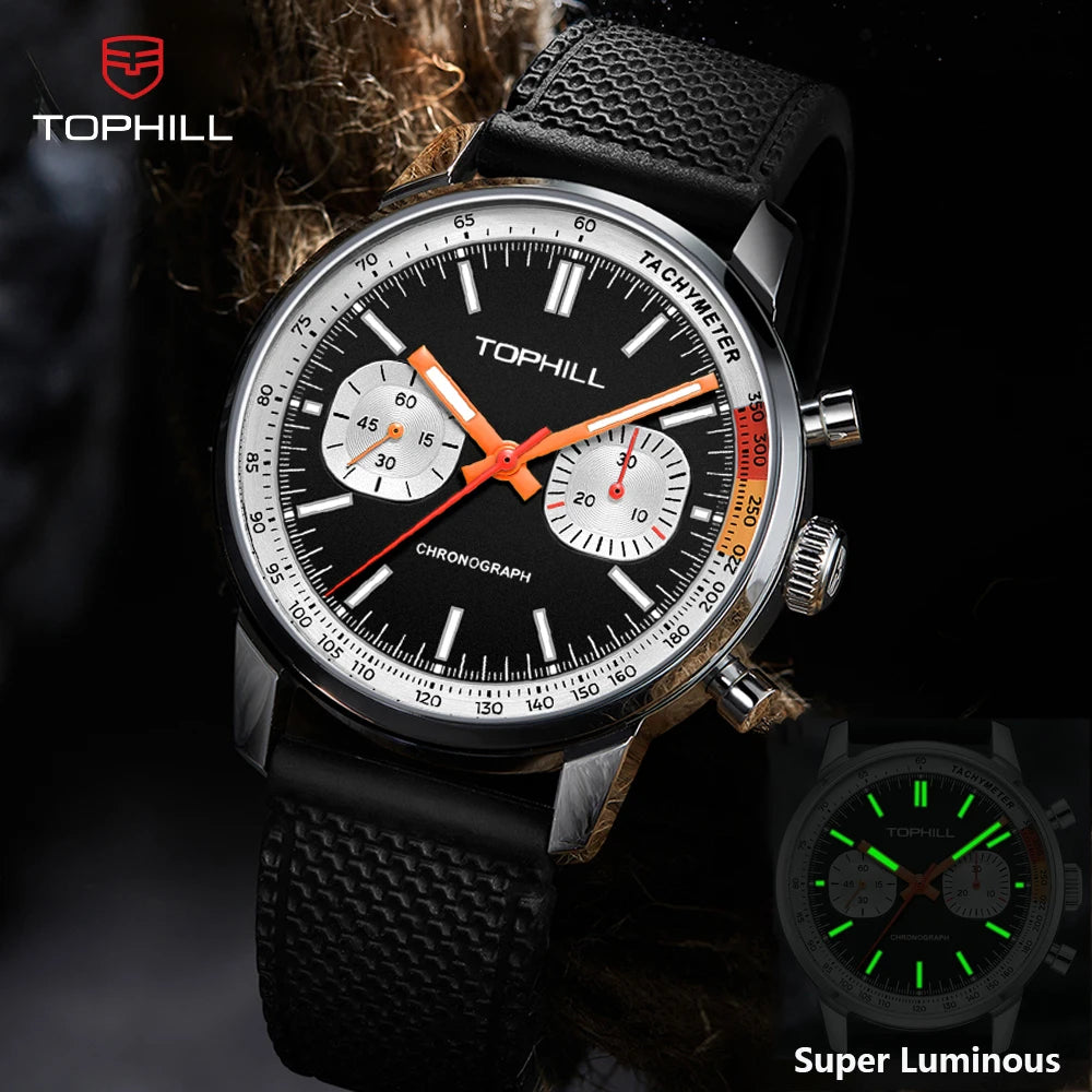 TOPHILL Chronograph Pilots Watch Seagull ST1901 Movement