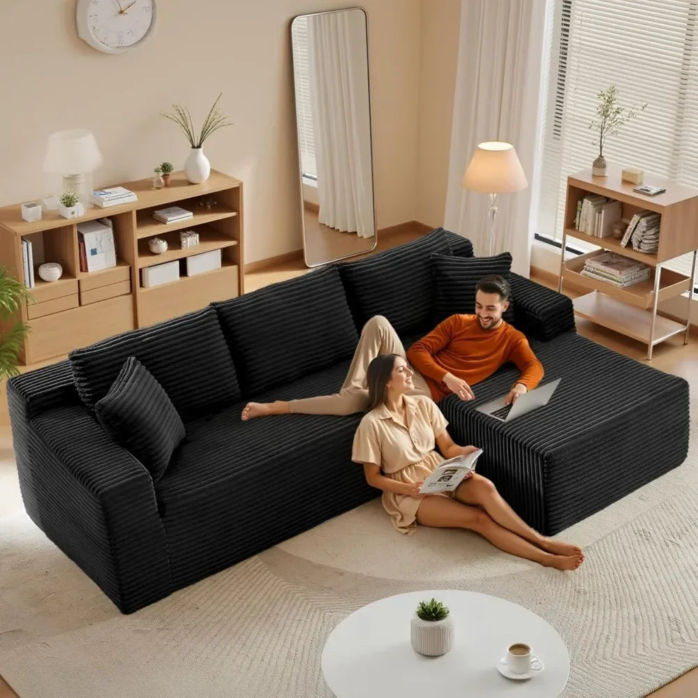 Luxurious Contemporary-Inspired Sectional Sofa L-Shaped Cloud Couch For Living Room