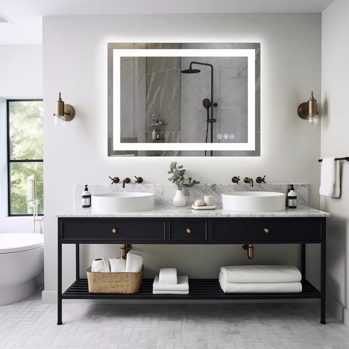 JHK LED Bathroom Vanity Mirror With Front And Back Lighting