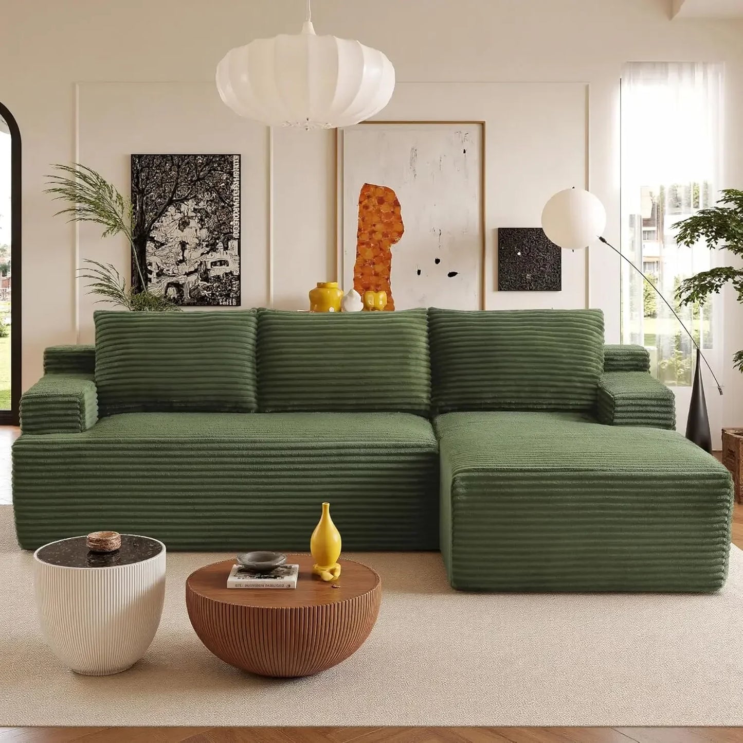 Luxurious Contemporary-Inspired Sectional Sofa L-Shaped Cloud Couch For Living Room