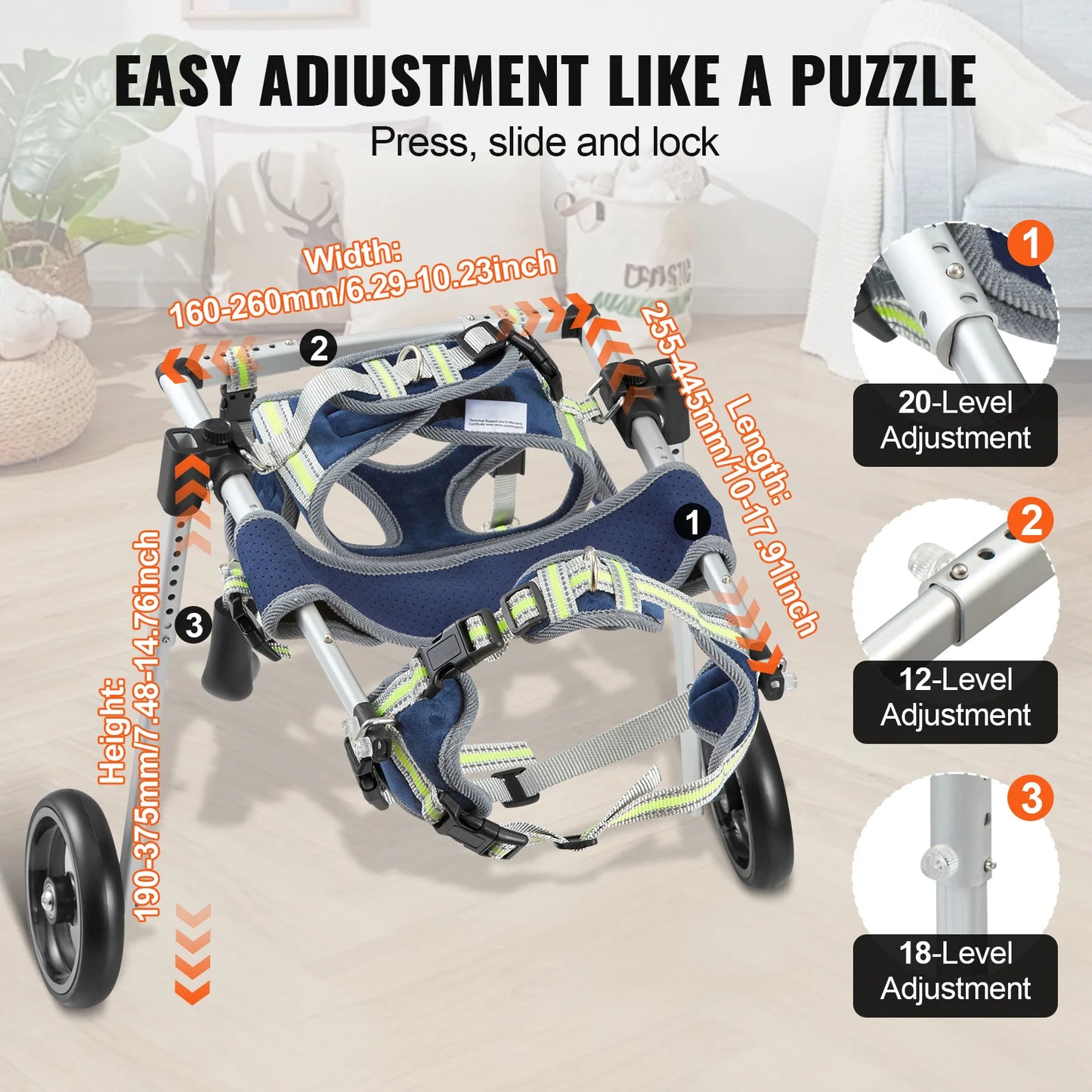 SucceBuy 2 Wheel Dog Wheelchair For Disabled Hind Limbs