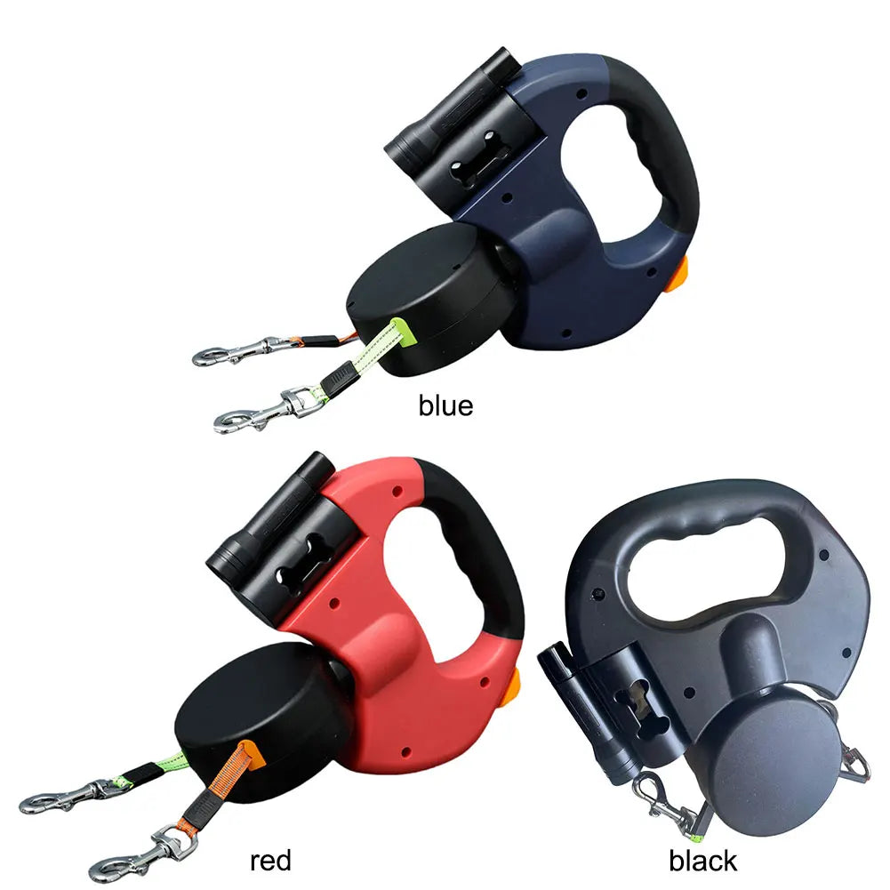 Alloet Dual Headed Dog Leash 360 Degree Swivel Retractable