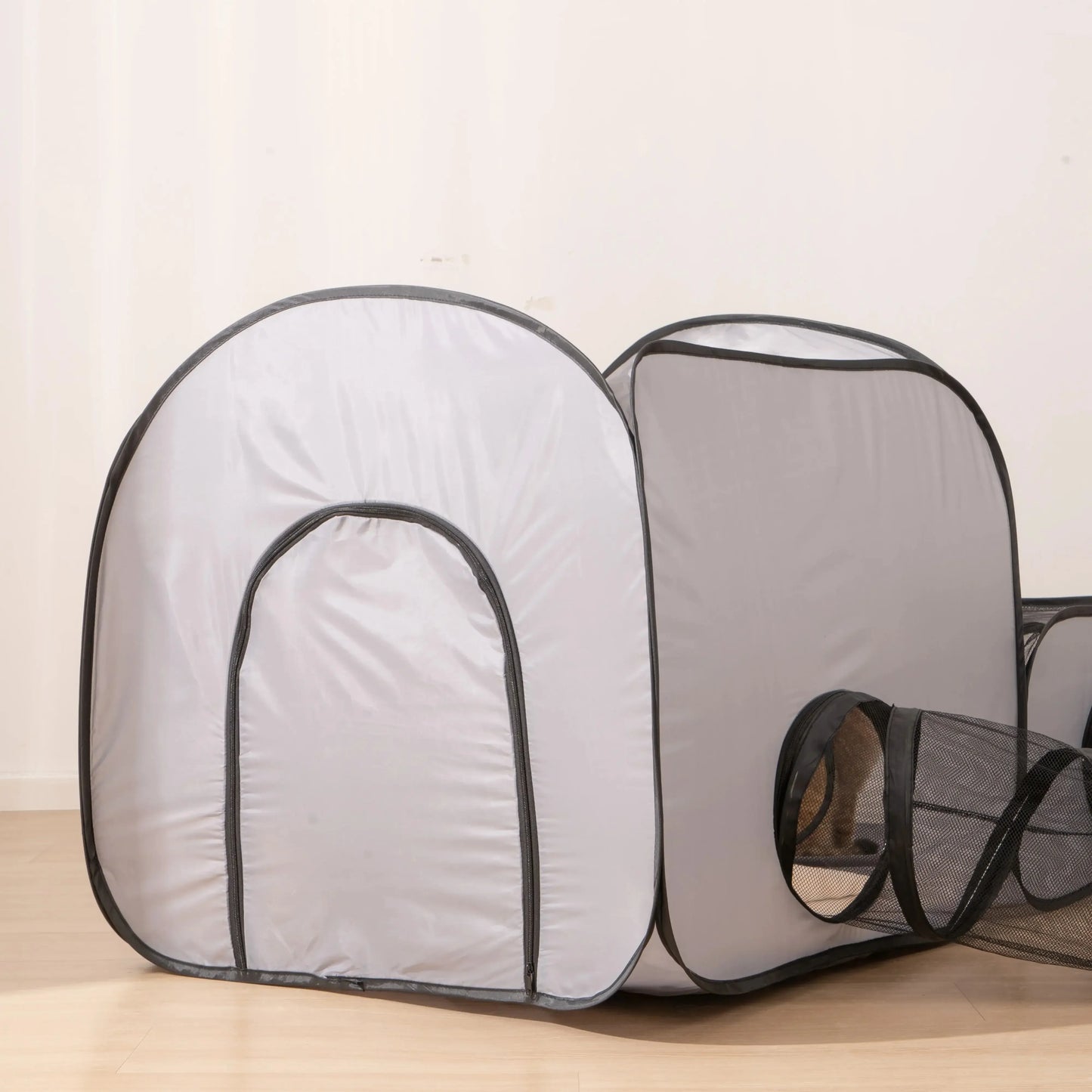 Foldable Oxford Cloth Cat Dog Bed With Play Tunnel Nest