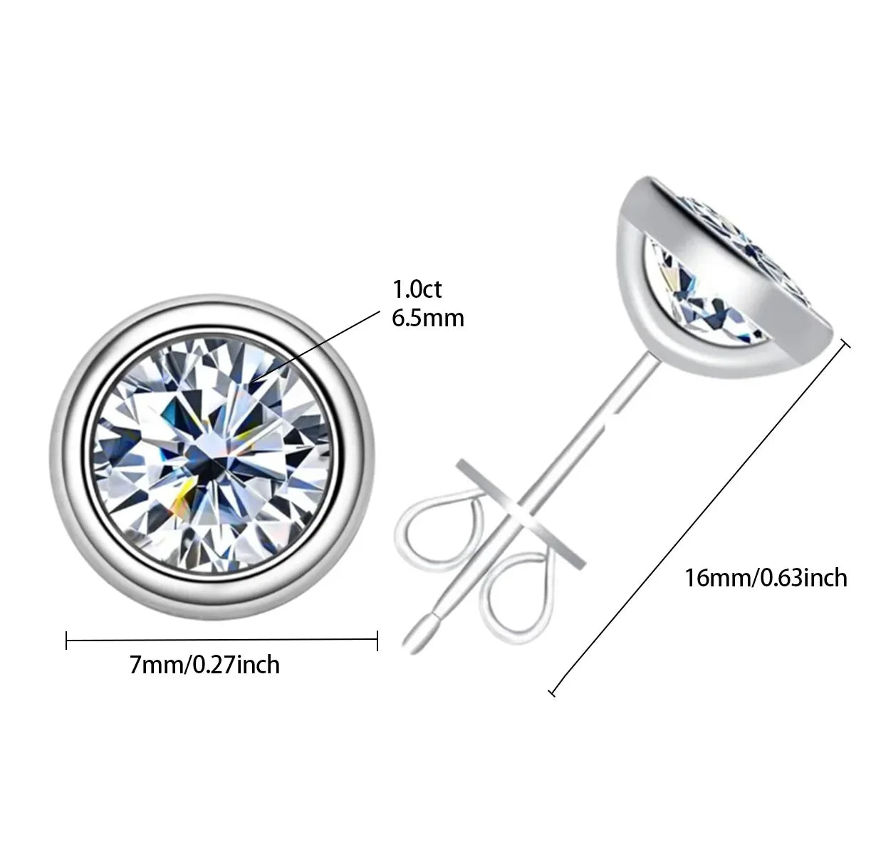 Moissanite 925 Sterling Silver Stud Earrings For Women