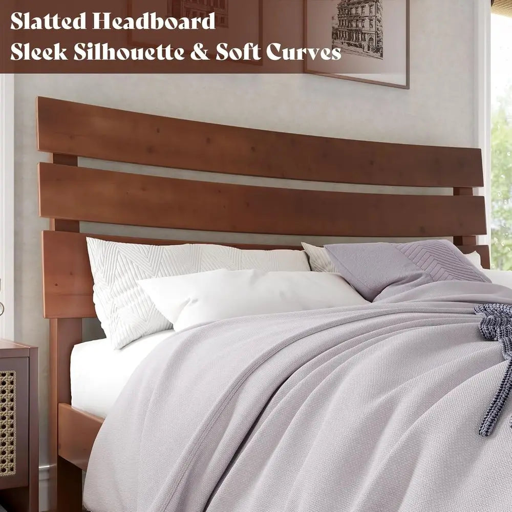 Solid Wood Platform Bed With Slats No Box Spring